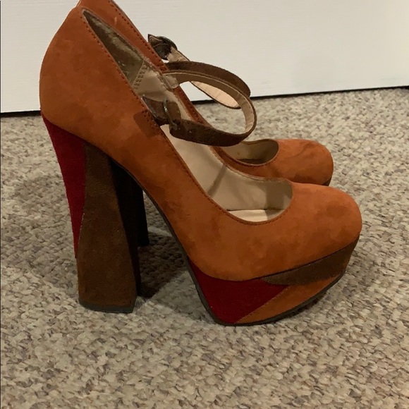 Candies orange Red brown platform cajude shoes 8.5 - Picture 2 of 6